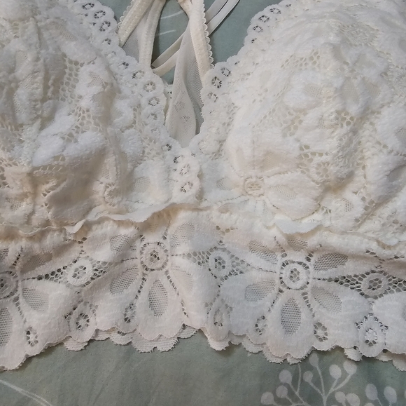 Aerie Cream Lace Bralette Intimates Cross Back Size M - Picture 5 of 11